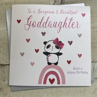 LARGE GODDAUGHTER CARD - PANDA, HEARTS & RAINBOW (XN78)