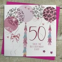 AGE 50 LEOPARD PRINT BALLONS AGE CARD (SL50)