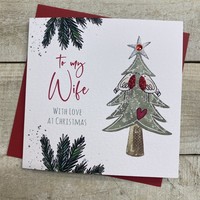 WIFE ROBINS IN TREE CHRISTMAS CARD