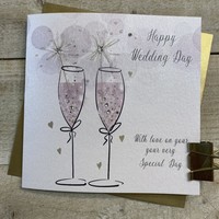 HAPPY WEDDING DAY CARD - TWO SPARKLER FLUTES (D14 & XD14)