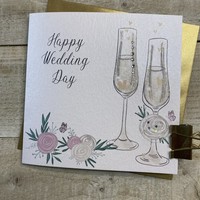 WEDDING CARD - FLUTES & FLOWERS (D19 & XD19)