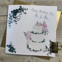 MR & MRS WEDDING CAKE & GREENERY CARD (D33)