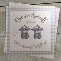 NEW GRANDPARENTS OF TWINS - SILVER BABY GROW  (SS218)