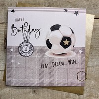 FOOTBALL BIRTHDAY CARD - GREY TARTAN (S404 & XS404)